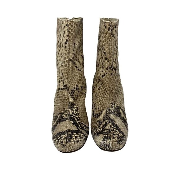 Free People Cecile Snake Print Zip Ankle Boots Gray Cream Leather 35.5 US 5.5 - Picture 2 of 10